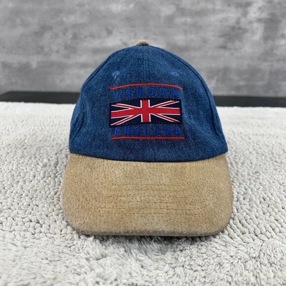 VINTAGE LONDON ENGLAND STRAP BACK HAT OSFA DAD CAP TWO TONE Y2K - Picture 1 of 9
